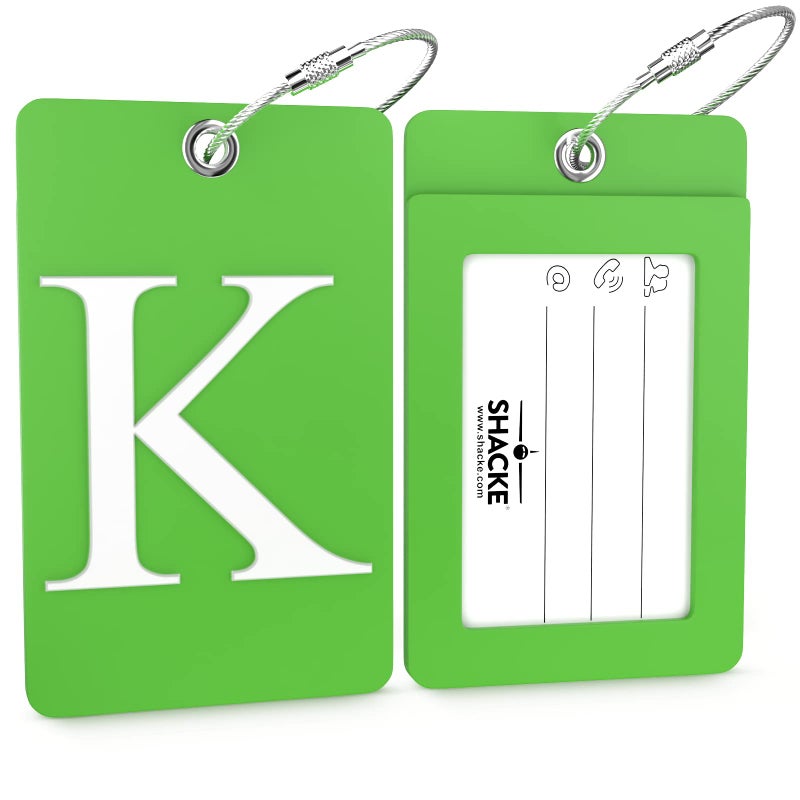 Shacke Luggage Tag Initial â€“ Fully Bendable Tag w/Stainless Steel Loop (Letter K) - Image 2